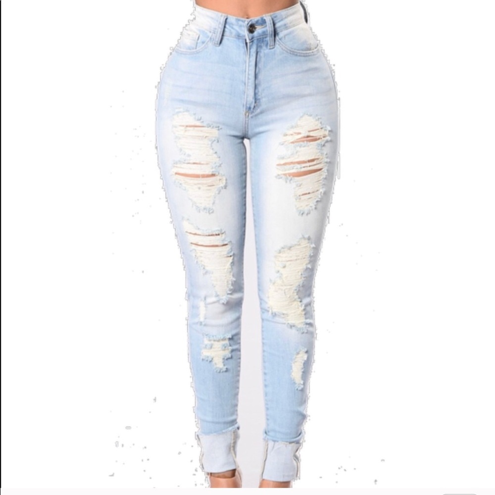 Distressed Light Wash Fashion Nova Jeans